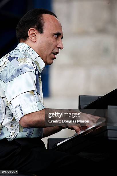 Michel Camilo performs at George Wein's CareFusion Jazz Festival at Fort Adams State Park on August 9, 2009 in Newport, Rhode Island.