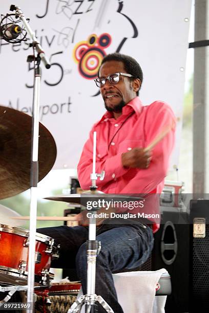 Brian Blade performs at George Wein's CareFusion Jazz Festival at Fort Adams State Park on August 9, 2009 in Newport, Rhode Island.