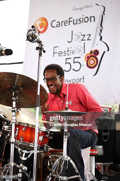 Brian Blade performs at George Wein's CareFusion Jazz Festival at Fort Adams State Park on August 9, 2009 in Newport, Rhode Island.