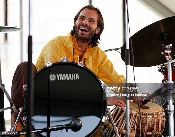 Dan Weiss plays the tabla at George Wein's CareFusion Jazz Festival at Fort Adams State Park on August 9, 2009 in Newport, Rhode Island.