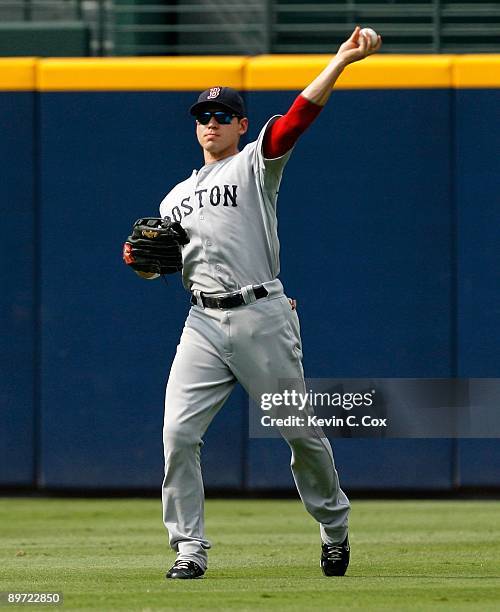 Jacoby Ellsbury of the Boston Red Sox against the Atlanta Braves at Turner Field on June 27, 2009 in Atlanta, Georgia.