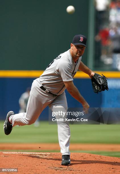 Starting pitcher Tim Wakefield of the Boston Red Sox against the Atlanta Braves at Turner Field on June 27, 2009 in Atlanta, Georgia.