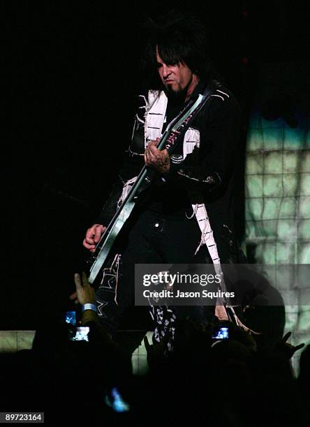 Nikki Sixx of Motley Crue performs during Crue Fest 2 at the Sprint Center on August 9, 2009 in Kansas City, Missouri.