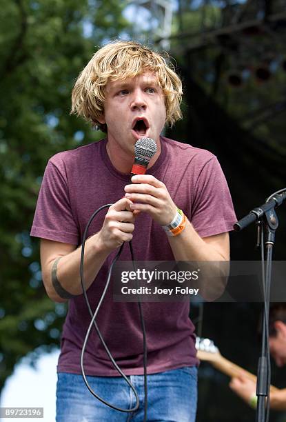 Matt Shultz of Cage The Elephant performs on the Citi Stage during the 2009 Lollapalooza music festival at Grant Park on August 9, 2009 in Chicago,...