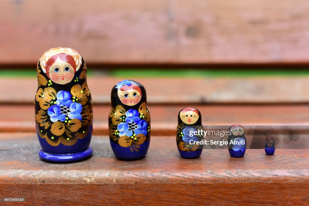 Ukrainian Matryoshka set in a row