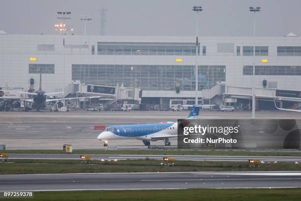 Embraer ERJ145 came off the runway after landing at Bristol Airport this morning, 22 December 2017, with 25 passengers on board, arriving from...