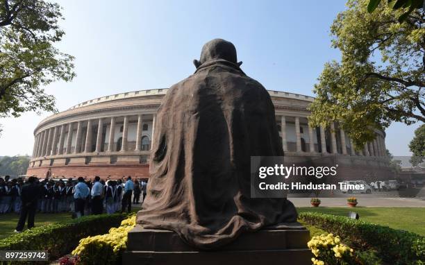 Parliament House during the on-going winter session of Parliament house on December 22, 2017 in New Delhi, India.