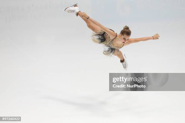 Elena Radionova performs her short program at the Russian Figure Skating Championships in St. Petersburg, Russia, on 22 December 2017.