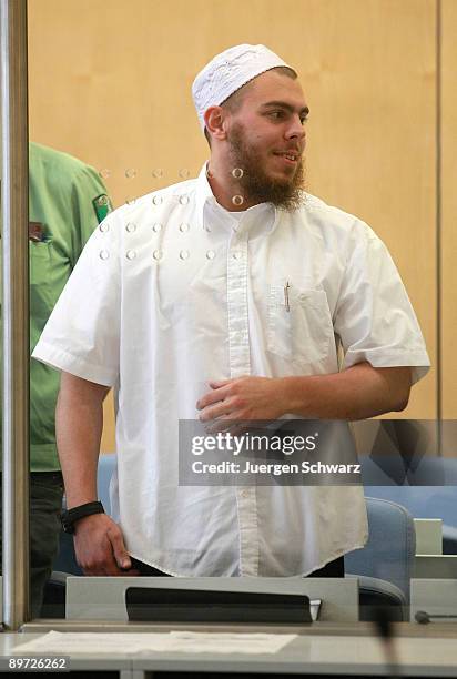 German defendant Daniel Schneider waits inside the high-security courtroom of the superior regional tribunal on August 10, 2009 in Duesseldorf,...