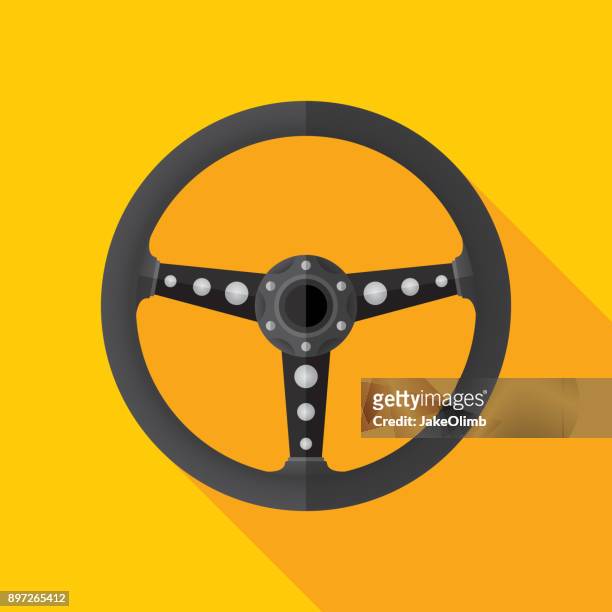 steering wheel icon flat - truck turning stock illustrations