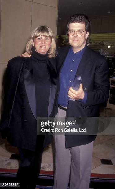 Director John Hughes and wife Nancy Ludwig attend ShoWest '91 Convention on February 7, 1991 at Bally's Hotel and Casino in Las Vegas, Nevada.