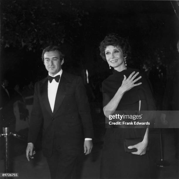 Actress Audrey Hepburn with her second husband, Italian psychiatrist Andrea Dotti , at the 48th Annual Acedemy Awards ceremony at the Dorothy...