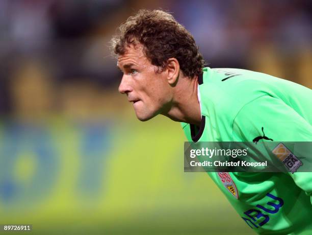 Jens Lehmann of Stuttgart is seen during the Bundesliga match between VfL Wolfsburg and VfB Stuttgart at Volkswagen Arena on August 7, 2009 in...