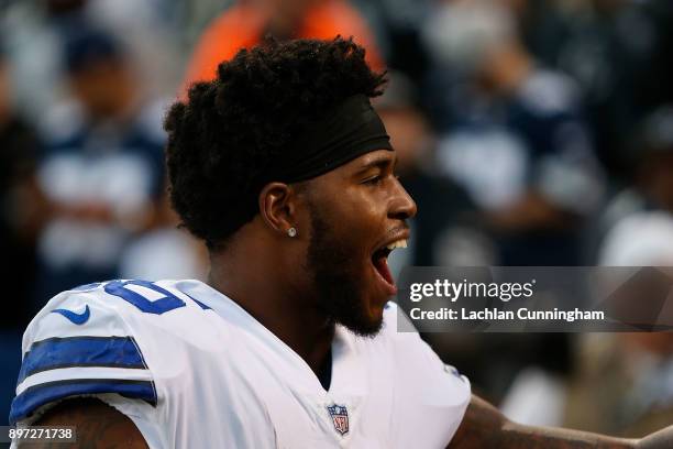 Rod Smith of the Dallas Cowboys looks on before the game against the Oakland Raiders at Oakland-Alameda County Coliseum on December 17, 2017 in...