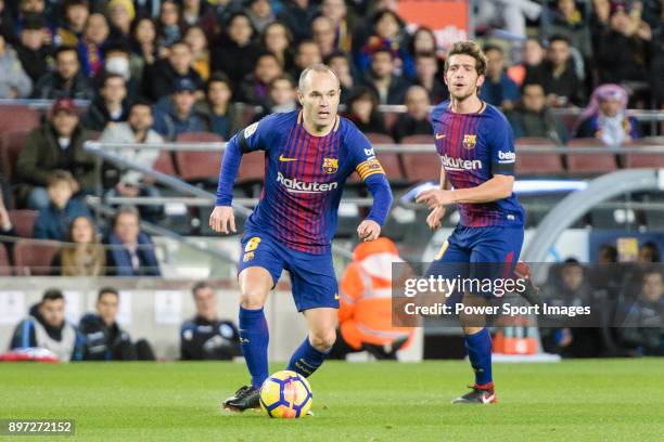 Andres Iniesta of FC Barcelona in action during the La Liga 2017-18 match between FC Barcelona and Deportivo La Coruna at Camp Nou Stadium on 17...