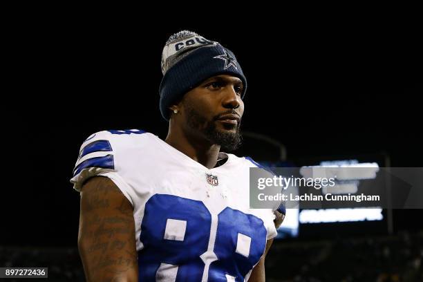 Dez Bryant of the Dallas Cowboys leaves the field after a win against the Oakland Raiders at Oakland-Alameda County Coliseum on December 17, 2017 in...