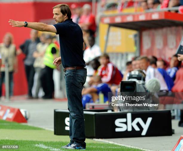 Thomas Tuchel, head coach of Mainz 05 infront of a camera from German television SKY, seen during the Bundesliga match between FSV Mainz 05 and Bayer...