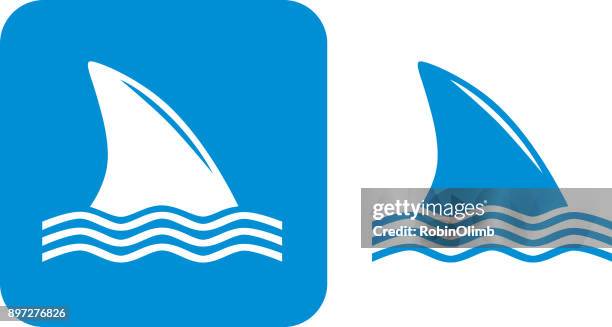 blue shark fin icons - flosse stock-grafiken, -clipart, -cartoons und -symbole