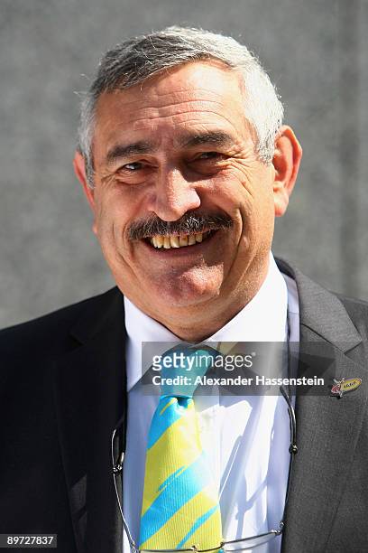 Council member and General Secretary of the IAAF Pierre Weiss of France poses during a photocall at the IAAF council meeting at the Hotel...