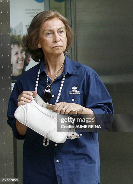 Spain's Queen Sofia walks in the central district of Palma de Mallorca on August 10 a day after three small bombs went off on the island. The...