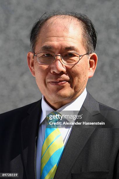 Council member Katsuyuki Tanaka of Japan poses during a photocall at the IAAF council meeting at the Hotel Intercontinental on August 10, 2009 in...