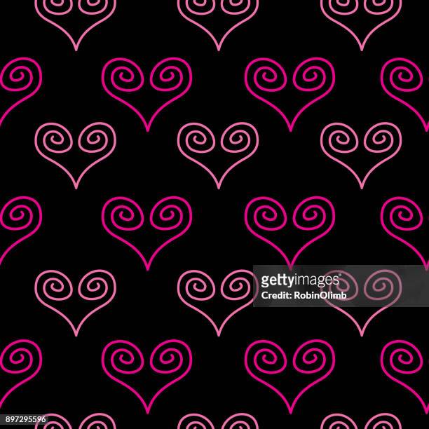 curly hearts seamless pattern - curly vector stock illustrations