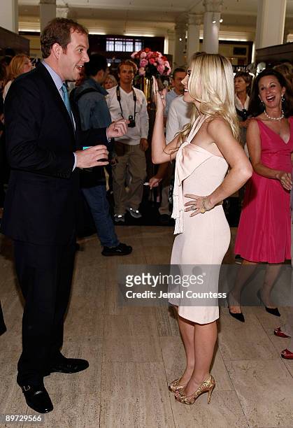 Socialite and Dior Beauty Ambassador Tinsley Mortimer with husband Robert "Topper" Mortimer at Saks Fifth Avenue for the unveiling of Diors new...