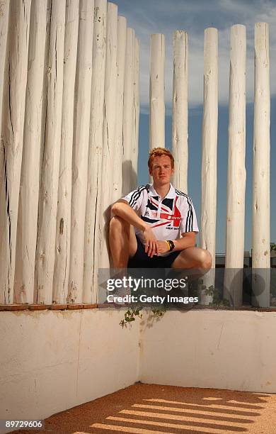 Greg Rutherford of Great Britain poses during a photo session at the Aviva GB & NI Team Preparation Camp on August 9, 2009 in Monte Gordo, Portugal.