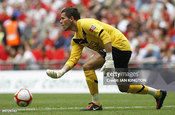 Ben Foster of Manchester United is pictured in action during the match against Chelsea during the FA Community Shield at Wembley Stadium in London on...