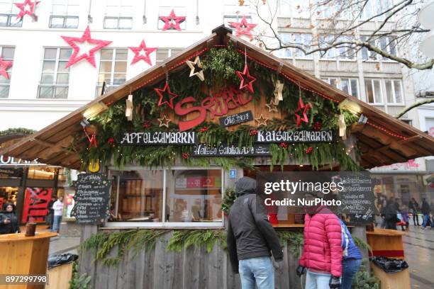 Stand at the Marienplatz Christmas Market in Munich, Germany, on 22 December 2017.