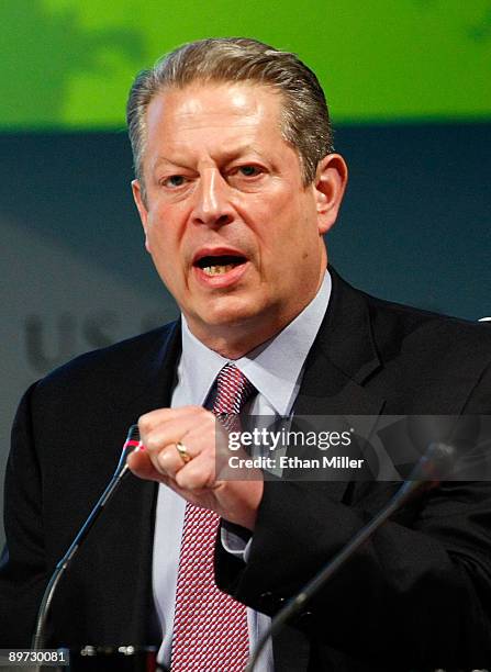 Former U.S. Vice President Al Gore speaks during the National Clean Energy Summit 2.0 at the Cox Pavilion at UNLV August 10, 2009 in Las Vegas,...
