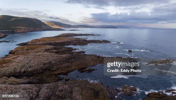 aerial view of  san pedro island coruña spain - barnacle fotografías e imágenes de stock