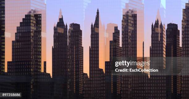 multiple exposure image of skyline of new york - double exposure business stock pictures, royalty-free photos & images