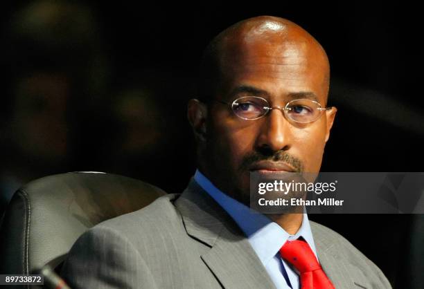 Van Jones with the White House Council on Environmental Quality speaks during the National Clean Energy Summit 2.0 at the Cox Pavilion at UNLV August...