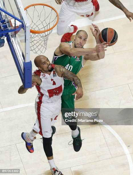 James Augustine, #40 of Unicaja Malaga in action during the 2017/2018 Turkish Airlines EuroLeague Regular Season Round 14 game between Unicaja Malaga...