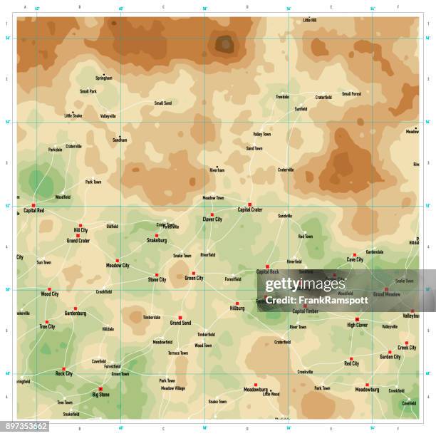 Natural Color Generic Topographic Map Square High-Res Vector Graphic ...