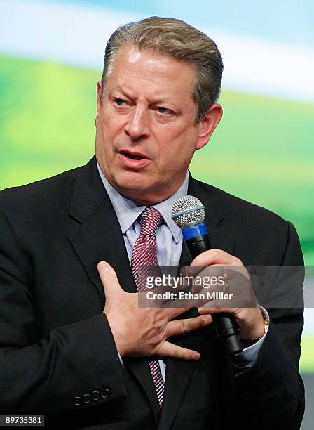 Former Vice President Al Gore speaks during the National Clean Energy Summit 2.0 at the Cox Pavilion at UNLV August 10, 2009 in Las Vegas, Nevada....