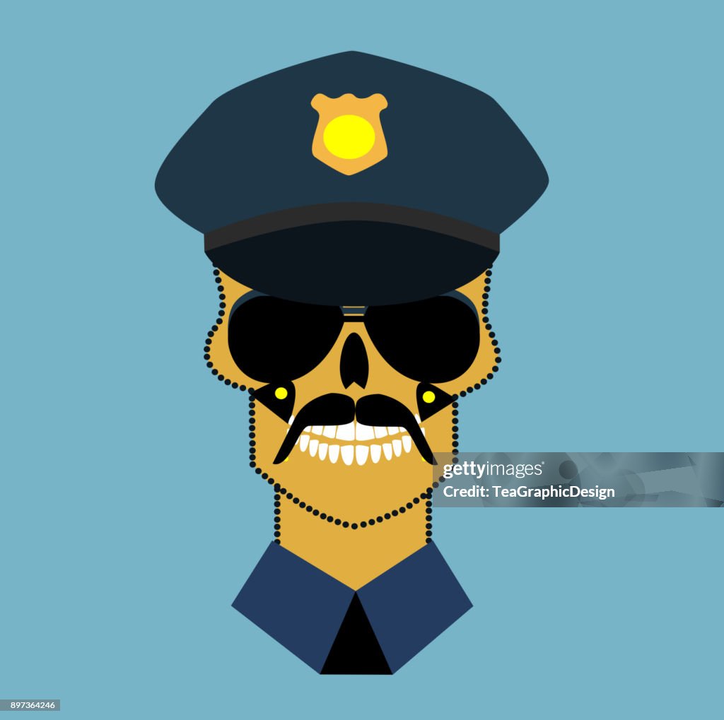 Police Skeleton Police Officer Skull Vector Illustration High-Res Vector Graphic ...