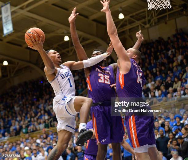 Trevon Duval of the Duke Blue Devils against the Evansville Aces during their game at Cameron Indoor Stadium on December 20, 2017 in Durham, North...