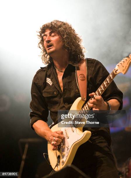 Nico Tamburella of Nico's Alchemy performs on stage on the third day of the Bulldog Bash at Avon Park Raceway on August 8, 2009 in Long Marston,...