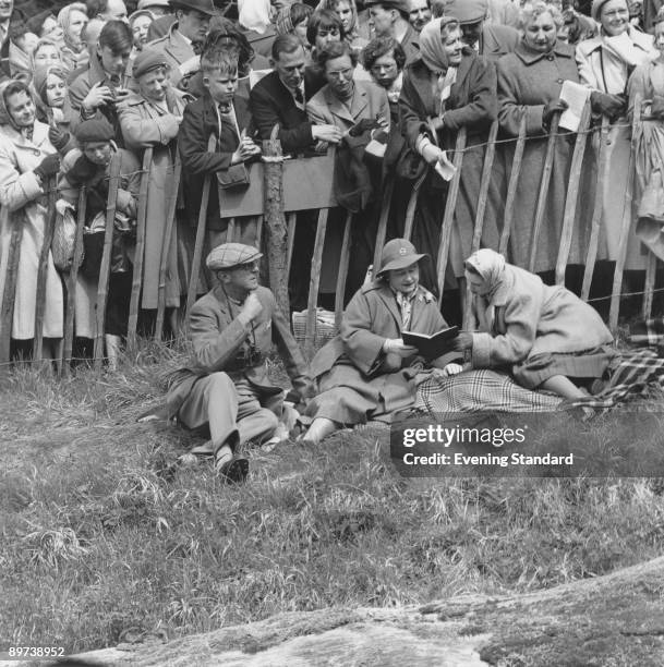 Henry Somerset, 10th Duke of Beaufort , the Queen Mother and Princess Margaret at the Badminton Horse Trials, Badminton House, Gloucestershire, 30th...