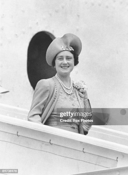 The Queen descending the gangway of the liner 'Empress of Britain' at Southampton, 23rd June 1939.