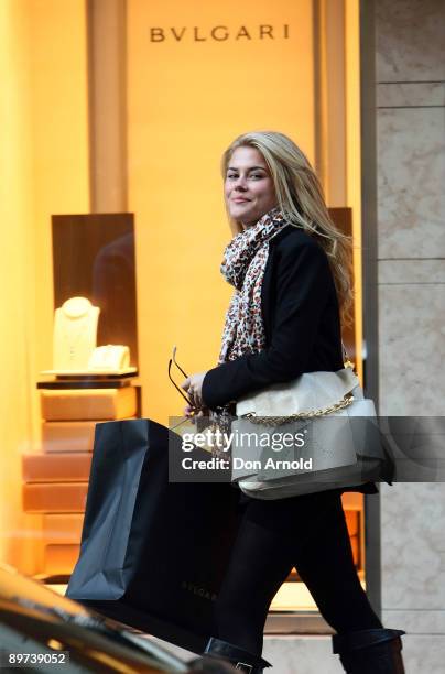 Actress Rachael Taylor visits luxury jewellers Bulgari at Castlereagh Street on August 11, 2009 in Sydney, Australia. Taylor is a supporter of the...