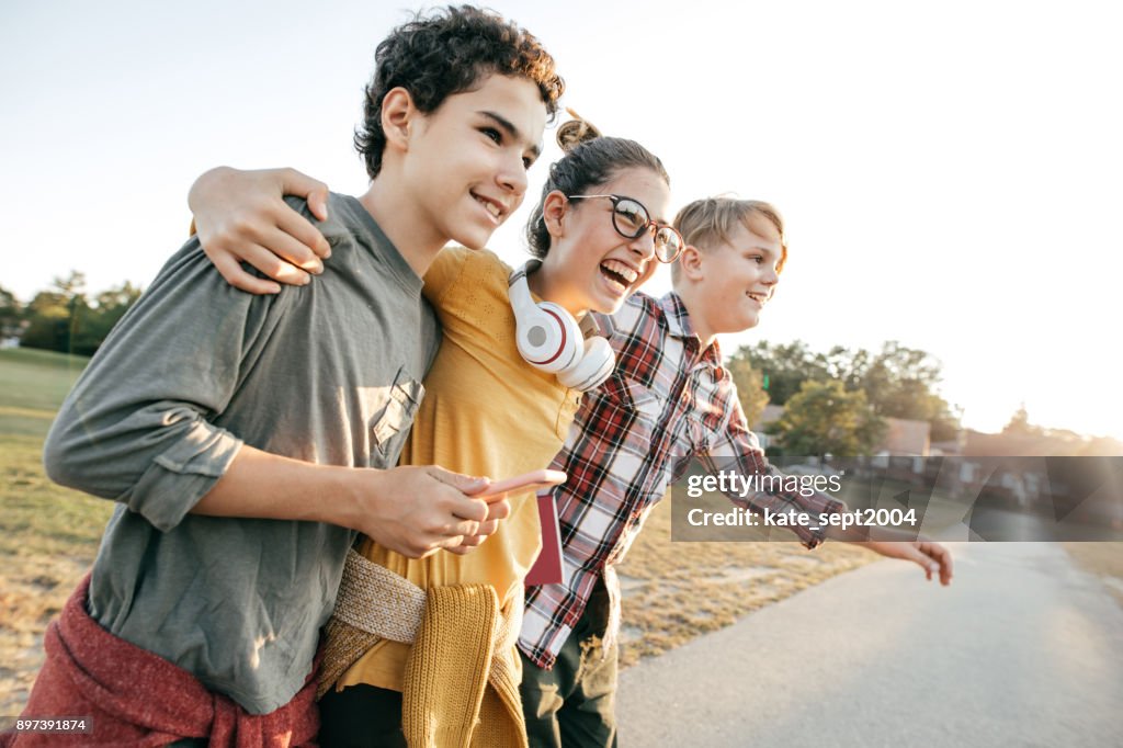 Friends having fun after school