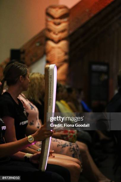 The Queens Baton at Auckland War Memorial Museum during the Commonwealth Games Queens Baton Relay Visit to Auckland on December 23, 2017 in Auckland,...