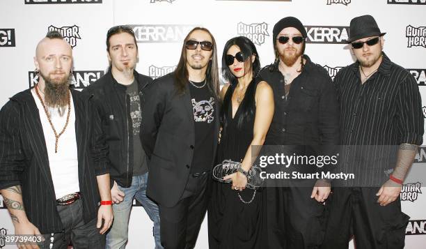 Cristiano Mozzati, Cristiano Migliore, Andrea Ferro, Cristina Scabbia, Marco Biazzi and Marco Coti Zelati of Lacuna Coil arrive for the 2009 Kerrang!...