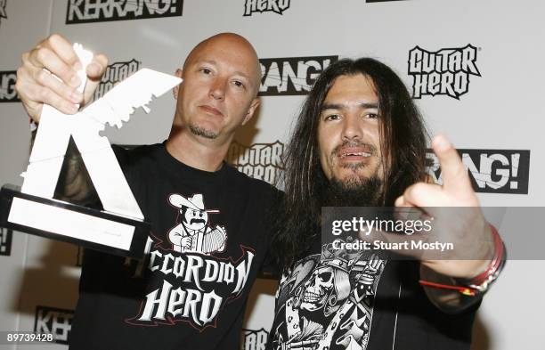 Dave McClain and Robb Flynn with the Inspiration Award at the 2009 Kerrang! Awards at The Brewery on August 3, 2009 in London, England.