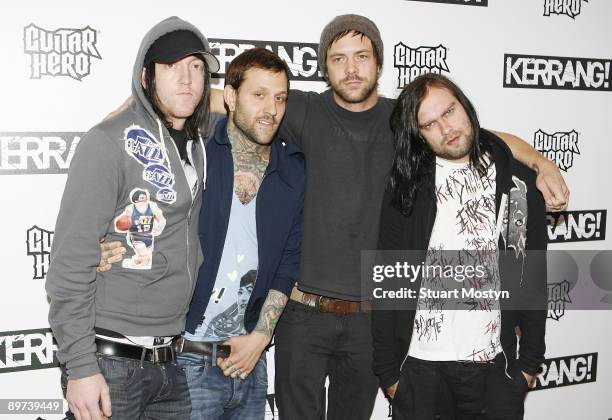 Dan Whitesides, Jeph Howard, Quinn Allman and Bert McCracken of The Used arrive for the 2009 Kerrang! Awards at The Brewery on August 3, 2009 in...
