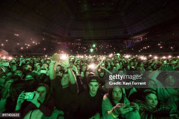 View of the crowd at Melendi's concert at Palau Sant Jordi on December 22, 2017 in Barcelona, Spain.