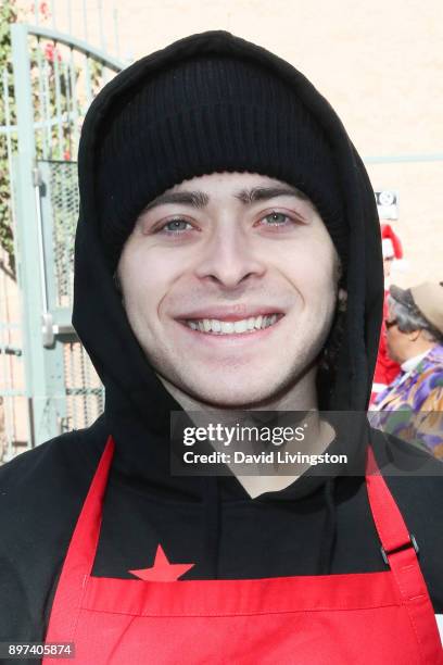 Ryan Ochoa is seen at the Los Angeles Mission's Christmas Celebration on Skid Row on December 22, 2017 in Los Angeles, California.